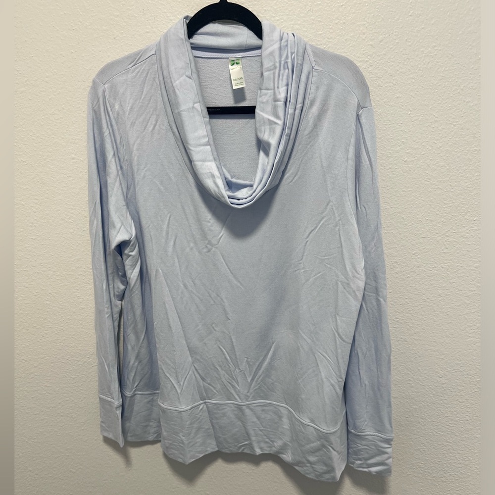 Green Tea Baby Blue Plus Size Cowl Neck Sweatshirt Size XXL